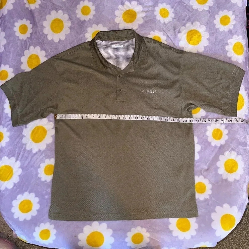 Columbia Men's PFG Omni-Shade Polo Shirt Vented Olive Green Sz L - Picture 4 of 6